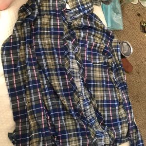 derek hearts green blue pink white flannel